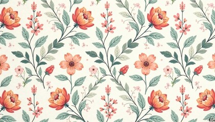 Intricate floral motifs in a delicate, pastel palette form a sophisticated repeating pattern , intricate, pretty, wallpaper