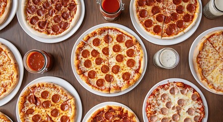 Fresh Pepperoni Pizza in Display Case  Hot and Delicious Fast Food Close-Up