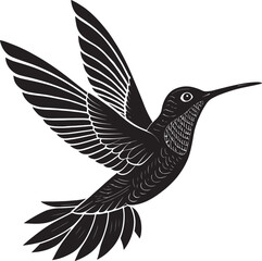 Fototapeta premium Hummingbird Silhouette Vector in Flight
