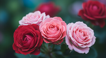 Beautiful Pink and Red Roses Close Up Photography