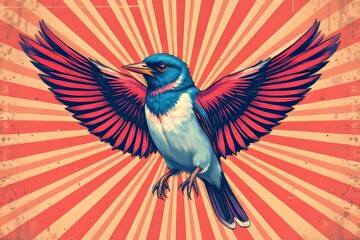Obraz premium Colorful Bird Spreading Wings Illustration