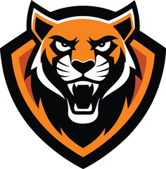 Tiger head vector. Bold tiger head silhouette with sharp angles and tribal design