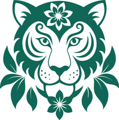 Tiger head vector. Bold tiger head silhouette with sharp angles and tribal design