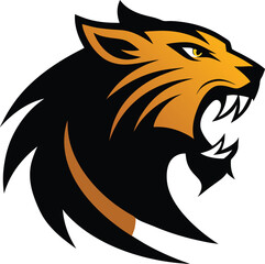 Tiger head vector. Bold tiger head silhouette with sharp angles and tribal design