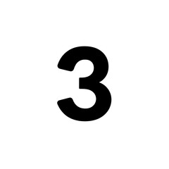 Naklejka premium Bold Number Three Typography in Black Sans Serif Font for Modern Design