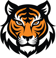 Tiger head vector. Bold tiger head silhouette with sharp angles and tribal design