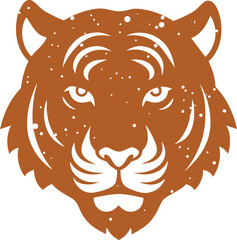 Tiger head vector. Bold tiger head silhouette with sharp angles and tribal design