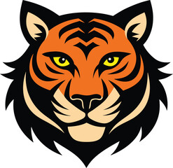 Tiger head vector. Bold tiger head silhouette with sharp angles and tribal design