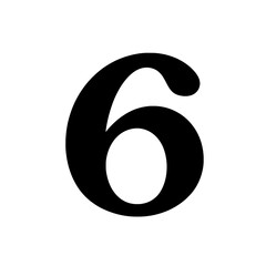 Bold Black Number 6 in Modern Rounded Typeface Style