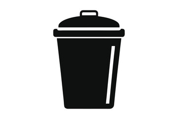 trash bin icon silhouette vector illustration with white background