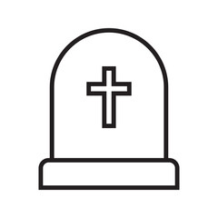 Tombstone line icon. Rip grave line icon.
