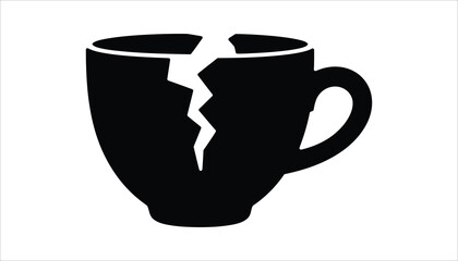 Broken Cup Icon with Cracked Design