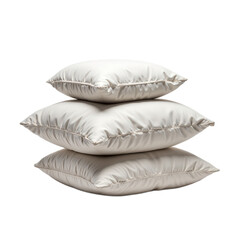 Three elegant cream-colored pillows stacked neatly, perfect for home decor.