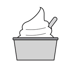 ソフトクリーム　カップスプーン付きモノクロ