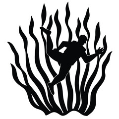 Silhouette of a Man Trapped in Tall Grass