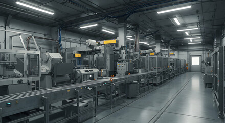 Industrial Manufacturing Facility with Production Line and Machinery
