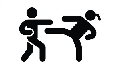 Kickboxing Fight Pose Illustration with Woman and Man