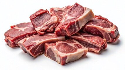 Obraz premium Vintage Style Raw Leg of Meat Pieces Isolated on White Background