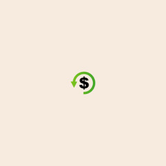 Green dollar icon flat vector design. 