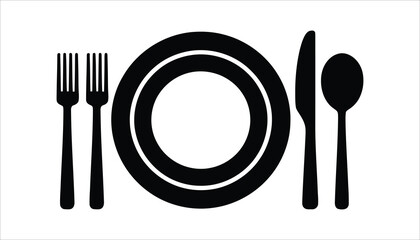 Dining Table Setting, Plate, Fork, Knife, Spoon