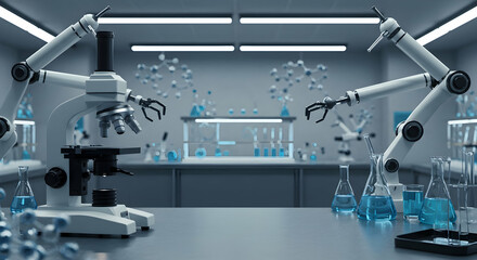 Advanced Laboratory with Robotic Arms and Scientific Equipment