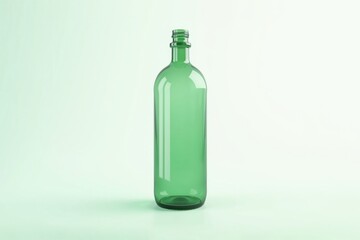 Empty Green Glass Bottle on Light Green Background Product Mockup Beverage Packaging Design Recycling Concept Sustainability Eco Friendly Studio Shot