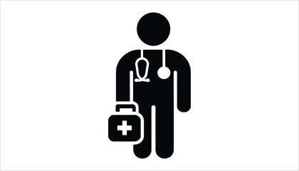 Healthcare Professional Doctor with Stethoscope and Medical Bag Icon