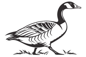 Black and white goose vector illustration for graphic design projects and nature themed designs exactly one hundred isolated on transparent background