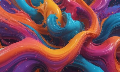 Abstract multicolored fluid swirls, intense hues blend seamlessly,  color,  modern,  design