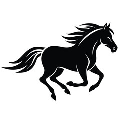 Obraz premium Majestic Black Stallion Running Horse Silhouette Illustration