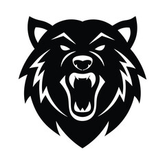 Aggressive Black Wolf Head Illustration