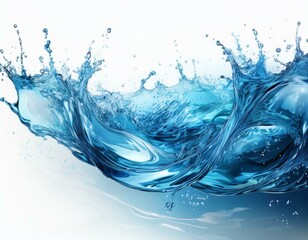 image d'eau bleue en mouvement en ia sur fond blanc