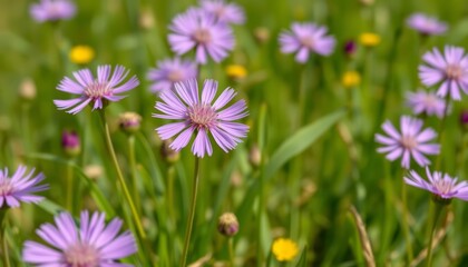 Delicate purple pasqueflower blossoms on a spring meadow, botany, beautiful