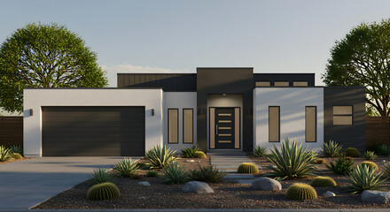 Modern Desert Residence Exterior With Succulents And Angular Architecture