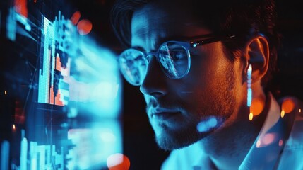 robotic data scientist discovering hidden patterns, intelligent data modeling, glowing statistical insights interface