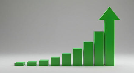 Green Growth Chart with Arrow Indicating Positive Trend in Business