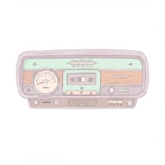 Fototapeta premium Vintage Car Dashboard Illustration Pastel Green