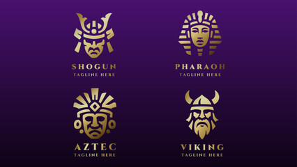 4 Cultural history of figures logo collection in golden color for your business