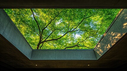 Skylight with Lush Green Canopy