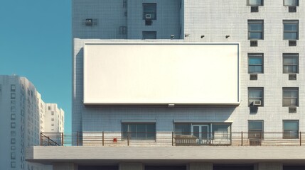 Obraz premium Blank Billboard on Modern Building with Urban Landscape in Background