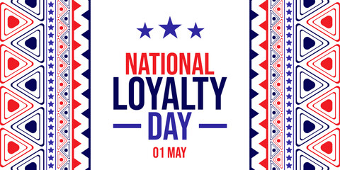 national loyalty day illustration with stars and ethnic red white blue border pattern, celebrates patriotism and unity in a flat modern vector style for may 1 event