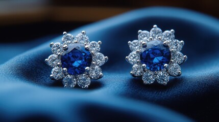 Exquisite sapphire and diamond stud earrings