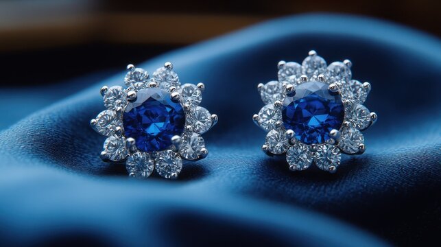 Exquisite sapphire and diamond stud earrings