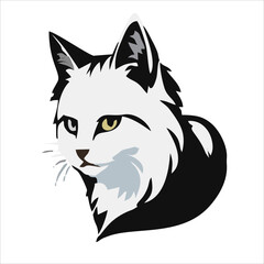 Cute cat face flat design cartoon element illustration