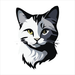 Cute cat face flat design cartoon element illustration
