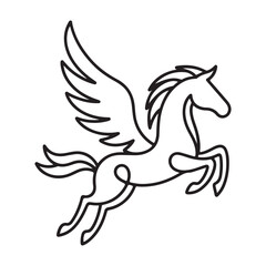 Pegasus Line Art Illustration  Minimalist Mythical Winged Horse Silhouette

