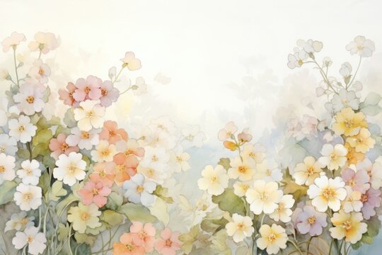 Painting of primrose border backgrounds pattern flower.