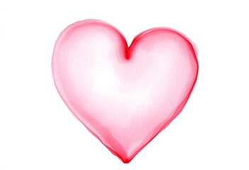 Obraz premium Delicate pink watercolor heart, subtly textured, isolated on white background, design, anniversary