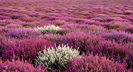 Obraz premium Idyllic Heathland Vista With Blooming Heather Flowers in August
