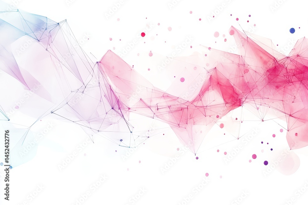 Poster abstract network connection - pink and blue abstract network connection design. modern, flowing line
